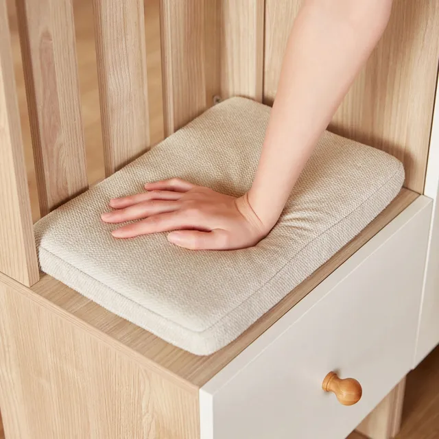 【hoi! 好好生活】Linsy北歐風百搭玄關穿鞋椅鞋櫃0.4M 原木+白色 LS187