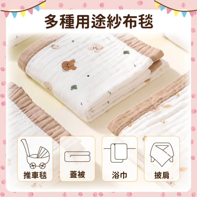 【OhBabyLying】六層紗紗布毯 110X110公分 大尺寸(蓋被/嬰兒包巾/小被被/推車蓋毯/空調毯)