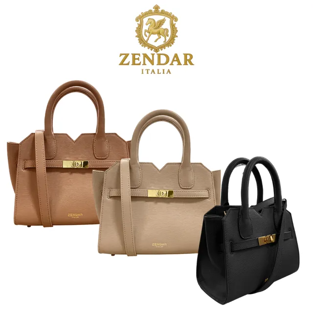 【ZENDAR】直播限定 限量1折 頂級小牛皮十字紋手提包肩背包 娜塔莉系列 全新專櫃展示品(3色選 22號)