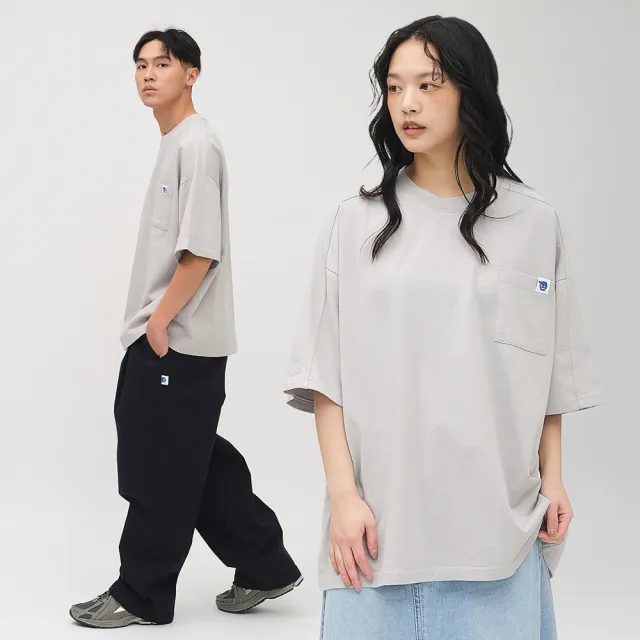 【plain-me】男女款 小P社長logo重磅短T PLN0130(男短袖 女短袖 短T 經典 素色 寬鬆 灰 深藍 白)