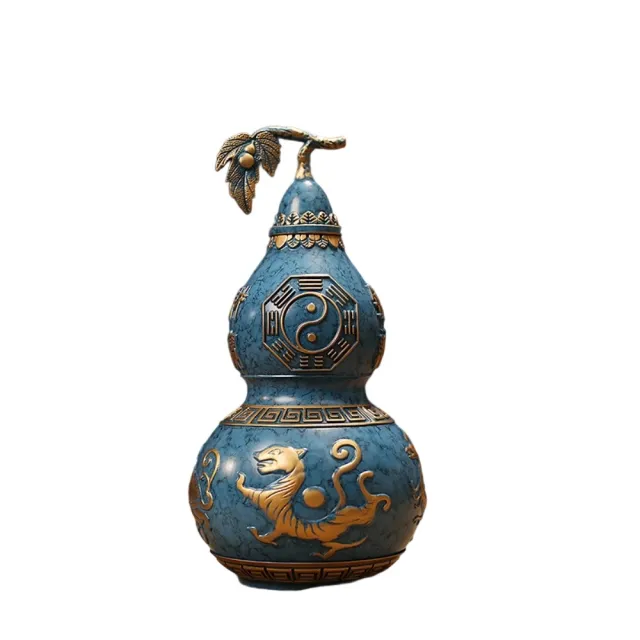 【巨匠】風水擺件 全銅四神獸葫蘆 送底座 彩色高約20cm 客廳入戶玄關招財平安(風水擺件 全銅四神獸葫蘆)
