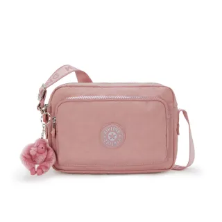 【KIPLING】藕粉色多層收納側背包-ABANU M ZIP
