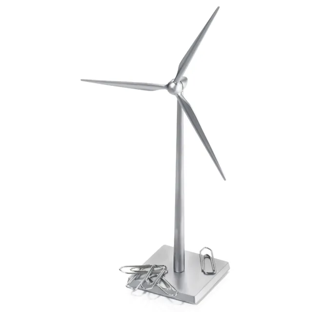 【Troika】FRESH WIND 風能造型磁鐵紙夾座(風力發電風格×金屬質感桌面擺飾)