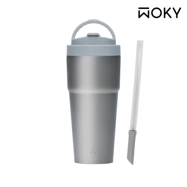 【WOKY 沃廚】Ti純鈦渾圓杯超值組l-附Tritan彈跳吸管(鈦杯/隨行杯/吸管杯/保溫杯瓶/保冰杯瓶/水壺)