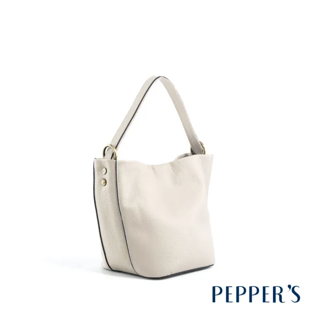 【PEPPER’S】交換禮物 FUTUREME 真皮迷你水桶包 - 簡約黑/月光灰(水桶包 真皮)