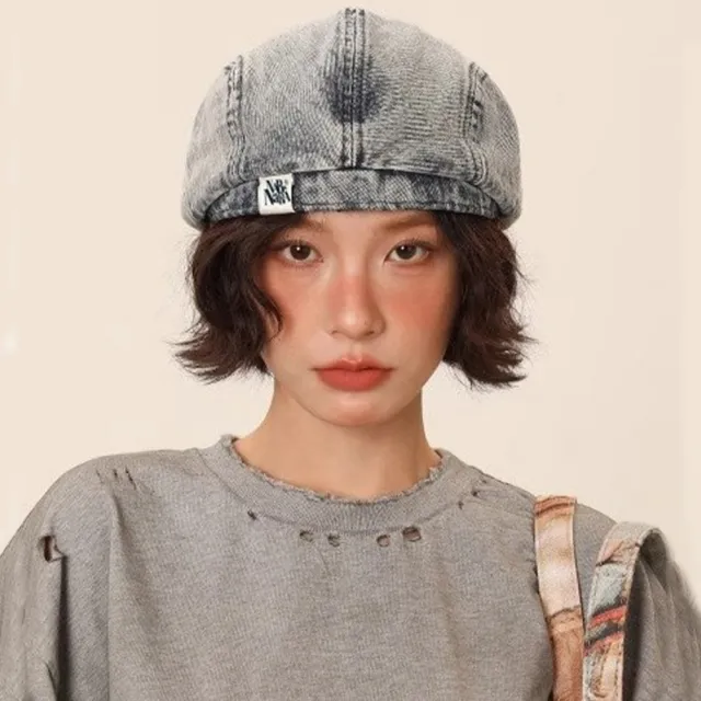 【LEESA】帽子女\水洗做舊\畫家帽\大頭圍\貝雷帽\復古牛仔\前進帽