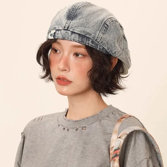 【LEESA】帽子女\水洗做舊\畫家帽\大頭圍\貝雷帽\復古牛仔\前進帽