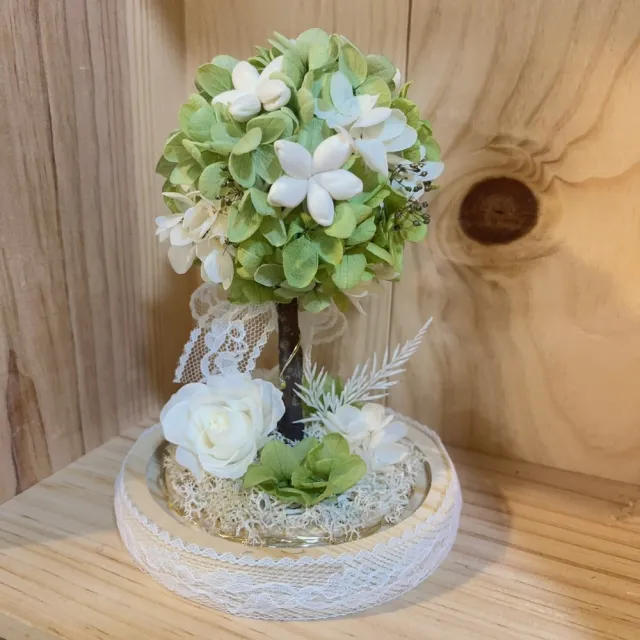 【OSTARA FLORIST 奧斯塔拉花藝】悠然之樹永生花罩盅(永生花材、不凋玫瑰、永生配材、長輩、擺飾)
