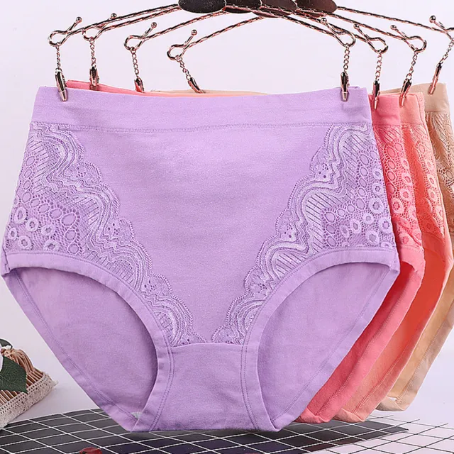 【Threeshape】5件組超加大尺碼V型蕾絲女內褲 XL-6XL(加大碼舒適全棉內褲)
