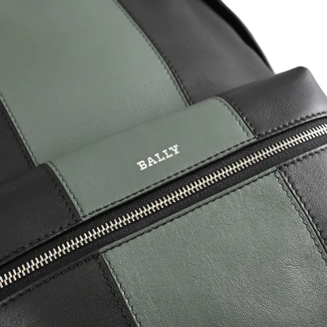 【BALLY】簡約LOGO撞色條紋超輕皮革商旅包旅用包後背包(黑)
