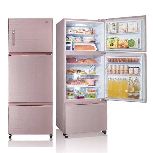 【SAMPO 聲寶】475公升一級星美滿極光鈦旗艦玻璃系列變頻右開三門冰箱(SR-C48GDV-P2)