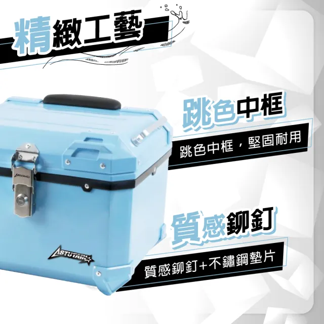 【Astutain】阿斯圖坦 30L 塑合金烤漆車尾箱 機車後箱 機車後備箱 機車置物箱 機車行李箱(青石藍)