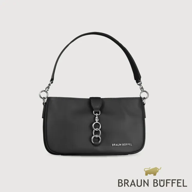 【BRAUN BUFFEL 德國小金牛】馬克西 小肩包-黑色(BF847-26-BK) 女包送禮推薦