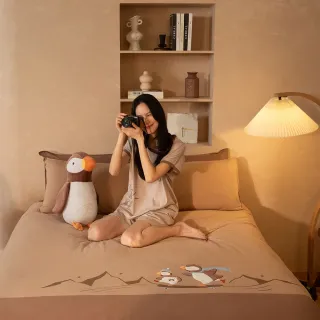 【YVONNE 以旺傢飾】100%美國棉被套+枕套組-海鸚鵡 大地棕(加大 純棉)