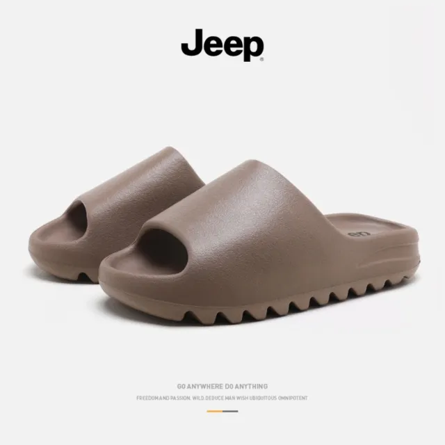 【JEEP 吉普】Jeep吉普 米色 棕色 黑色 潮流時尚 簡約 防滑一字拖鞋 男鞋 女鞋
