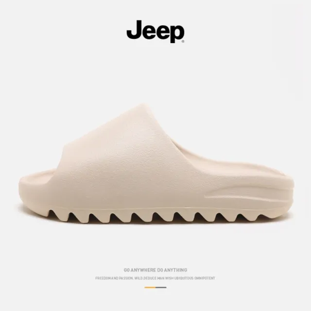 【JEEP 吉普】Jeep吉普 米色 棕色 黑色 潮流時尚 簡約 防滑一字拖鞋 男鞋 女鞋