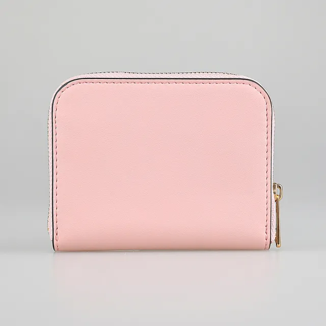 【TORY BURCH】TORY BURCH Ella Bio 皮革T字LOGO霧面牛皮4卡拉鍊零錢包(小/腮粉紅)
