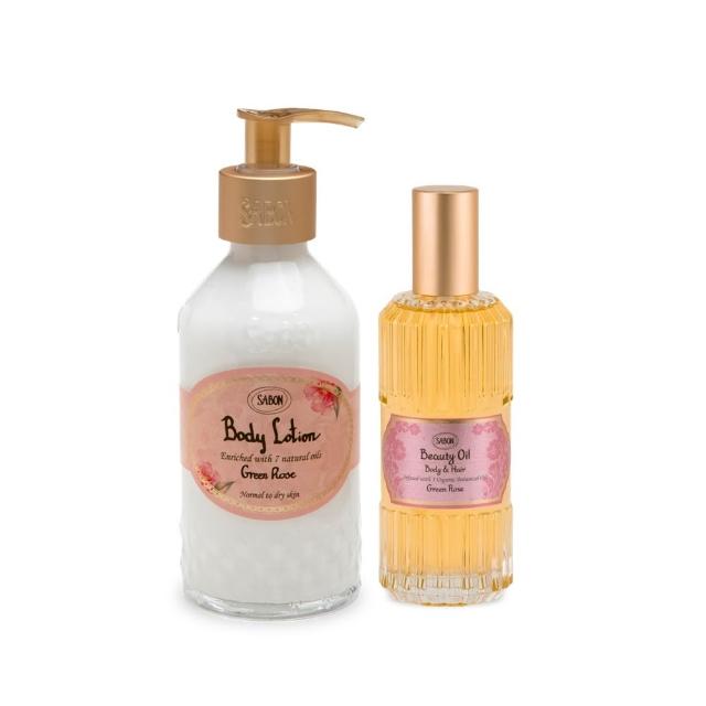 【SABON】官方直營 光澤彈潤保濕組(保濕光萃油100ml+身體乳液200ml)