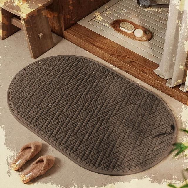 【凡尼塔】復古光暈吸水浴室地墊(40*60cm 可機洗 浴室 防滑 快乾 腳踏墊 瞬吸 橢圓形地墊)