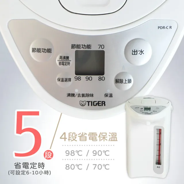 【TIGER 虎牌】4.0L微電腦電熱水瓶(PDR-C40R)