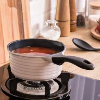 【THERMOS膳魔師】巧易不沾鍋單柄壓鑄湯鍋18cm(TFP-S18)