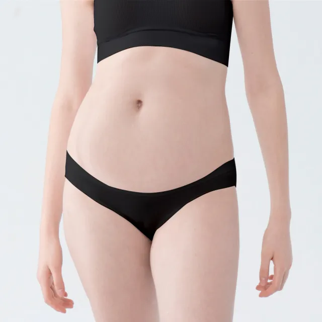 【Gennies 奇妮】哺乳內衣褲成套 FREEDOM自由無鋼圈內衣 低腰內褲(孕婦內衣 上開扣 孕婦內褲 黑 A79B79)
