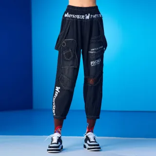 【GLORY21】速達-網路獨賣款-刷白毛邊率性牛仔褲(黑色)