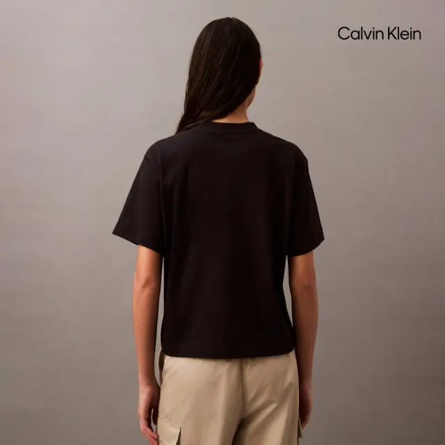 【CALVIN KLEIN】官方旗艦館 CK 標誌方正版型 T 恤_黑色
