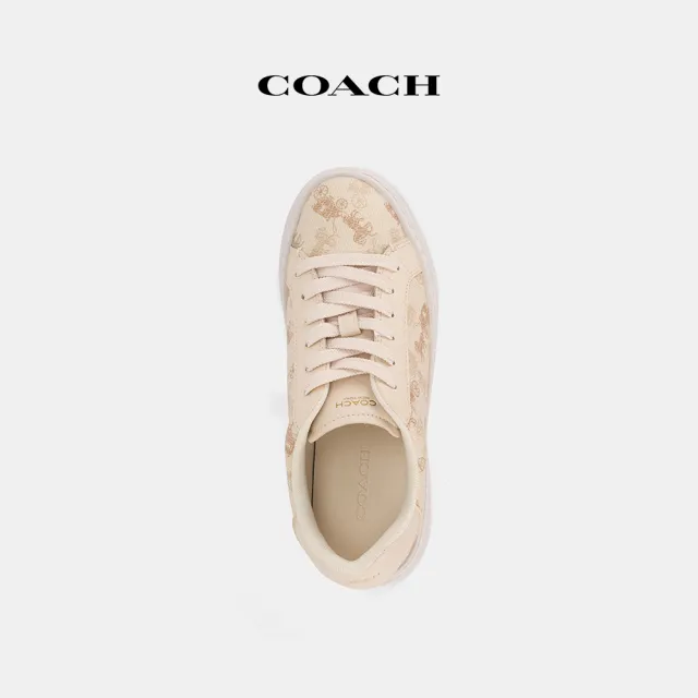 【COACH】蔻馳官方直營 HIGH LINE馬車圖案印花運動鞋 休閒鞋 布鞋-白堊彩(CCN53)