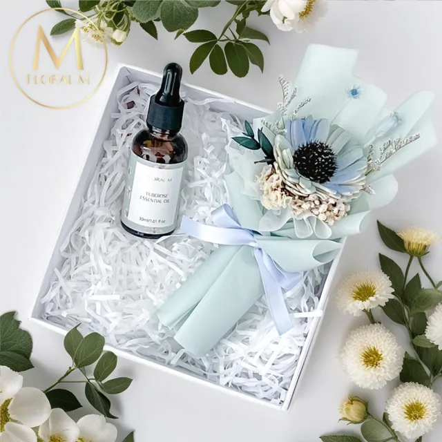 【Floral M】向日葵香氛擴香小花束禮盒 含30ml品牌香氛油(畢業/居家香氛/香水精油/香氛擴香花/送禮)