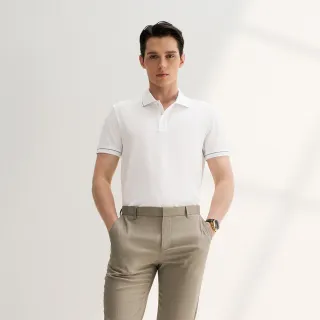 【G2000】男款 素面POLO領網眼絲光面料短袖T恤-白色(4114112200)