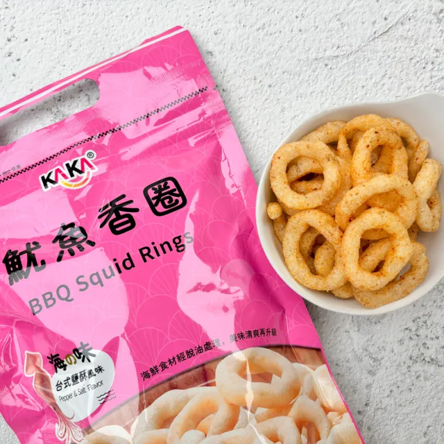 【KAKA】醬燒蝦餅 魷魚香圈80g(4入組 聚會派對首選必買)