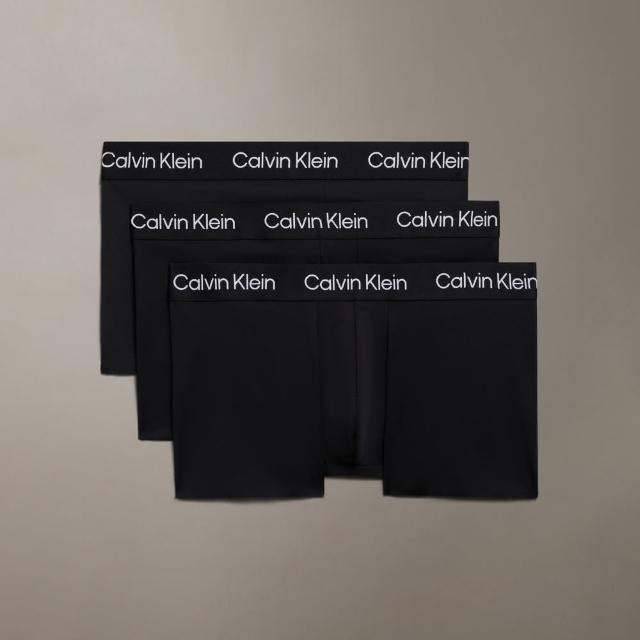 【CALVIN KLEIN】官方旗艦館 CK 超細纖維低腰平口內褲 3 件組_黑色