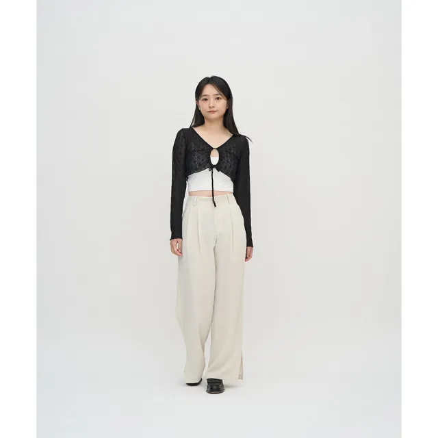 【plain-me】SAAKO 女裝 透視網眼長版上衣 細肩帶 長袖 女短袖 休閒上衣