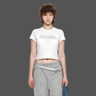 【MATIN KIM】官方旗艦 MATIN陰影LOGO短版上衣(白色)