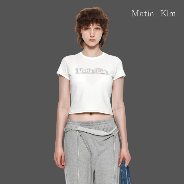 【MATIN KIM】官方旗艦 MATIN陰影LOGO短版上衣(白色)