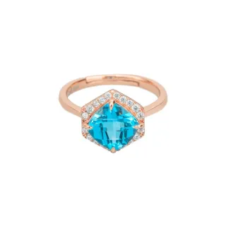 【幸福珠寶】Valentines湛藍海洋｜天然托帕石戒指(8*8mm頂級托帕石 人氣設計款)