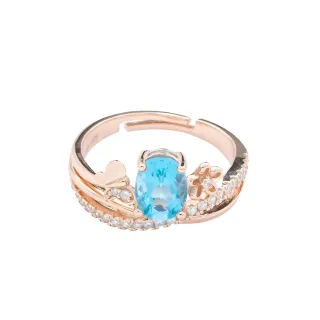 【幸福珠寶】新年快樂 蝶戀花｜天然托帕石戒指(6*8mm 珠寶級托帕石)