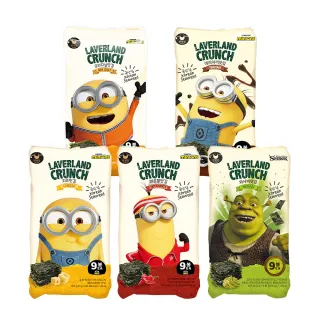 【韓味不二】韓國聯名小小兵&史瑞克海苔片4.5G*9入/包(照燒/火辣/海鹽/起司/山葵)