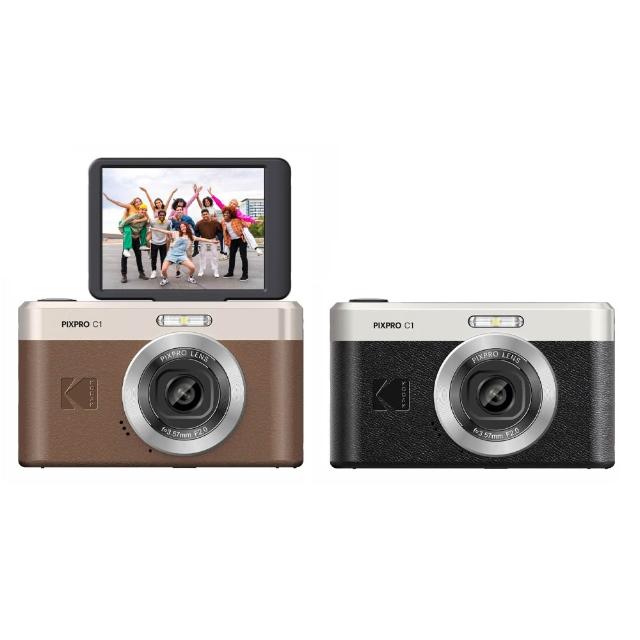 【Kodak 柯達】PIXPRO C1 復古數位相機 自拍翻轉螢幕 口袋型相機(公司貨-贈128GB記憶卡)