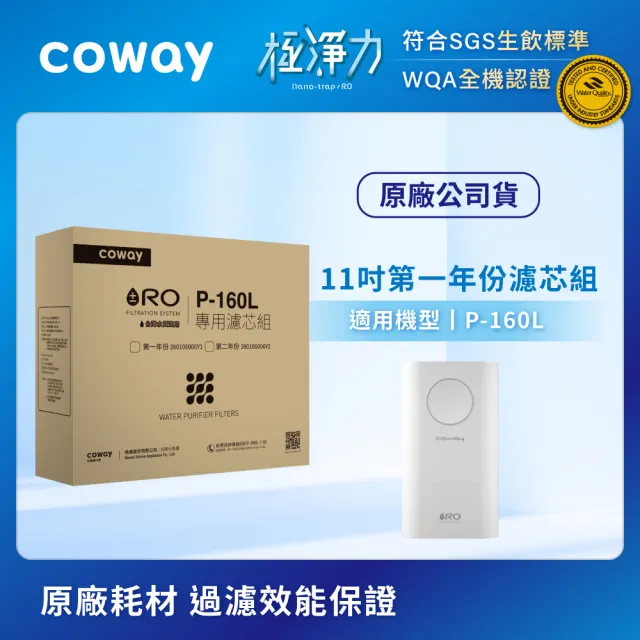 【Coway】RO逆滲透專用濾芯組11吋第一年份(適用P-160L淨水器)