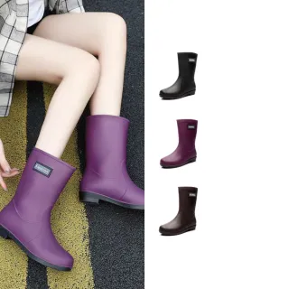 【Alberta】3cm雨鞋  休閒百搭防水防滑 筒高22cm中筒低跟雨靴