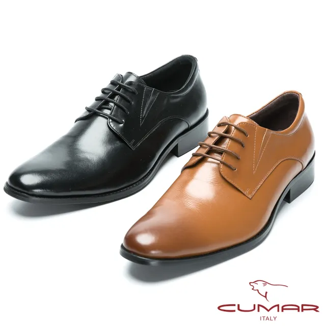 【CUMAR】手工加大訂製鞋 舒適綁帶牛皮素面皮鞋(棕色)