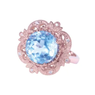 【幸福珠寶】新年快樂 巴洛克晶鑽｜天然頂級托帕石人氣設計款戒指(11mm珠寶級托帕石)