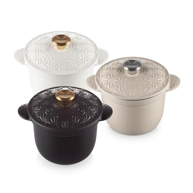 【Le Creuset】和風繪萬用窈窕琺瑯鑄鐵鍋 18(沉靜黑/杏仁奶茶/棉花白 3色選1)