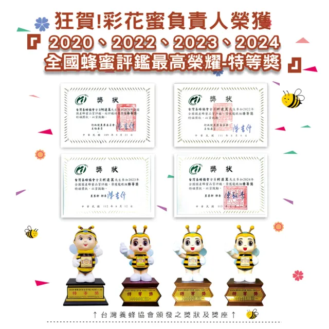 【彩花蜜】台灣龍眼蜂蜜不殘留擠壓瓶700gX1+350gX1