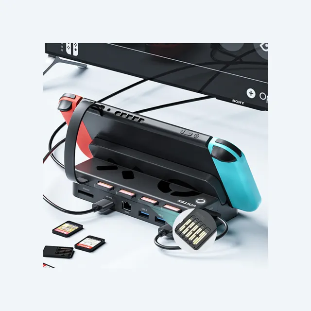 【UNITEK】G1002B任天堂遊戲機4合1Switch讀卡器+擴充座(UNITEK G1002B任天堂副廠配件)