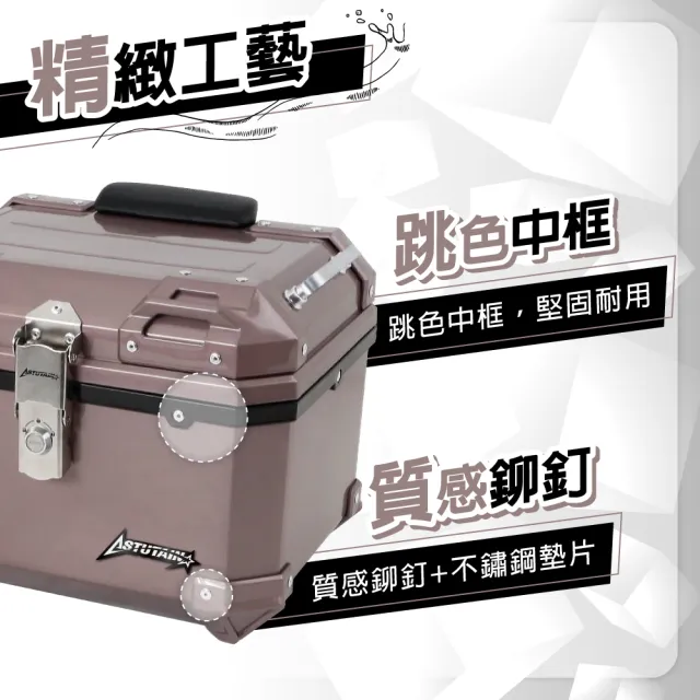 【Astutain】阿斯圖坦 45L 塑合金烤漆車尾箱 機車後箱 機車後備箱 機車置物箱 機車行李箱(可樂紅)