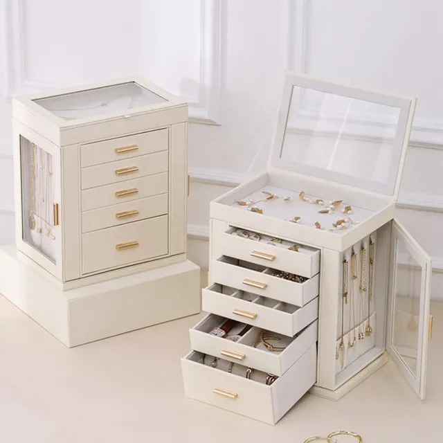 【Porabella】質感360°旋轉展示首飾收納盒｜多層收納設計｜耳環戒指項鍊收納｜體積限制僅限宅配