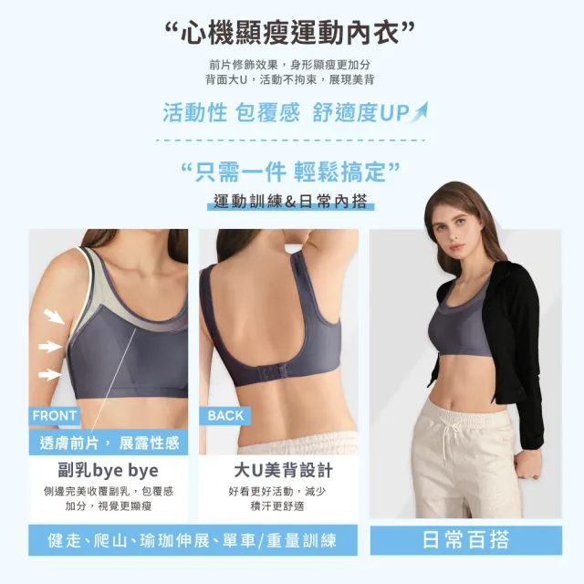 【Clany 可蘭霓】台灣製涼感防震M-3XL無鋼圈運動內衣 加大尺碼(8080-62 岩頁灰)